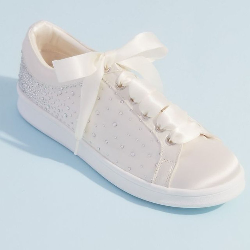 Badgley Mischka Satin Crystal Bridal Sneakers
